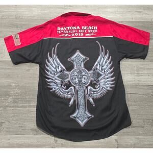 Biker's Pride Daytona Beach 78th Annual Bike Week 2019 Button Up Cross Shirt